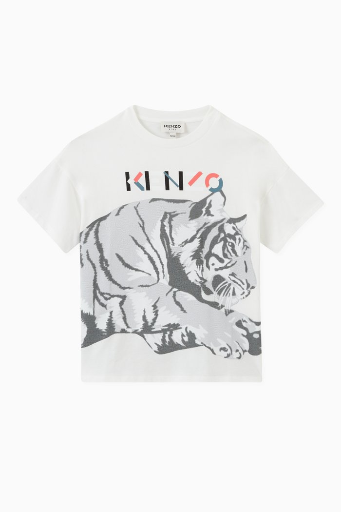 

Tiger Print T-Shirt in Organic Cotton, Neutral