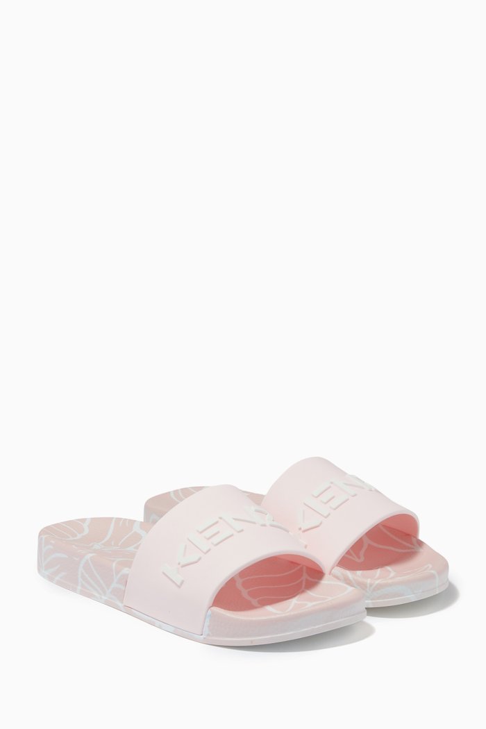 

Logo Print Slip-On Sandals, Pink