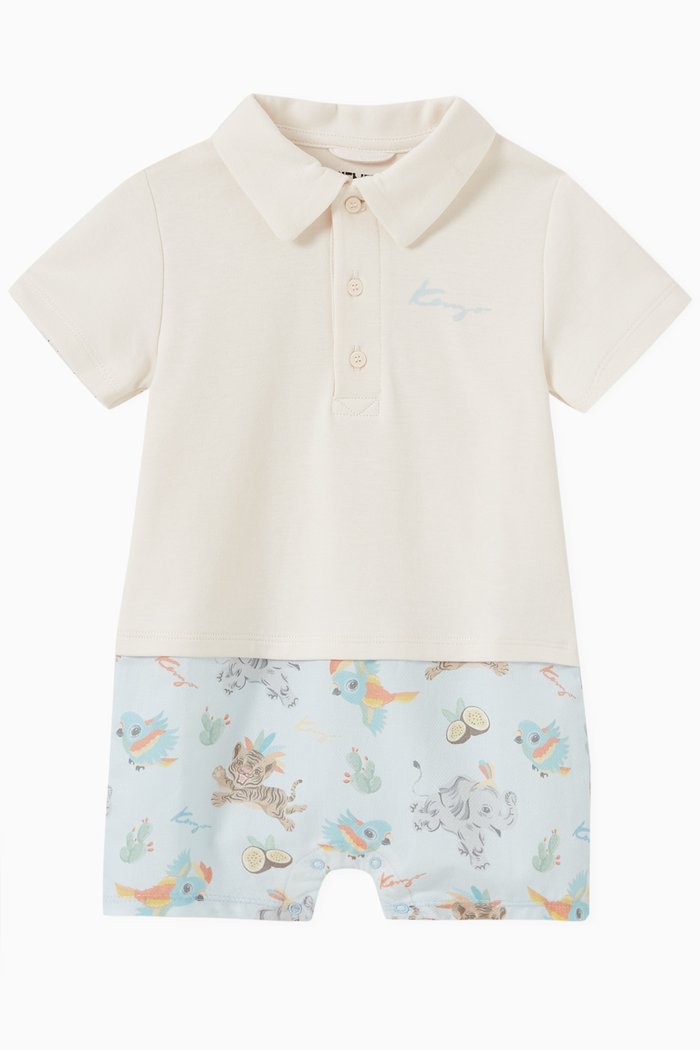 

Animals Print Romper in Organic Cotton, Neutral