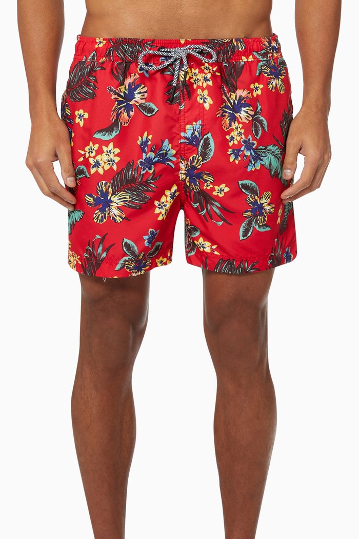 Super 5S Beach Volley Swim Shorts, Red