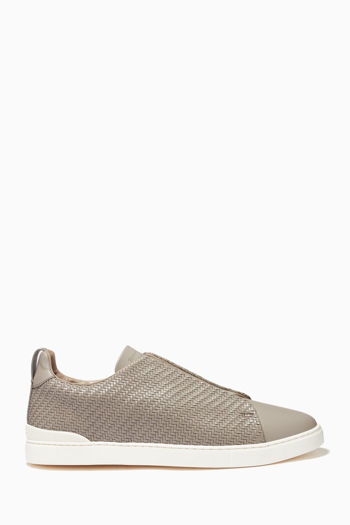 

Triple Stitch Sneakers in PELLETESSUTA™ Calfskin & Nappa, Grey