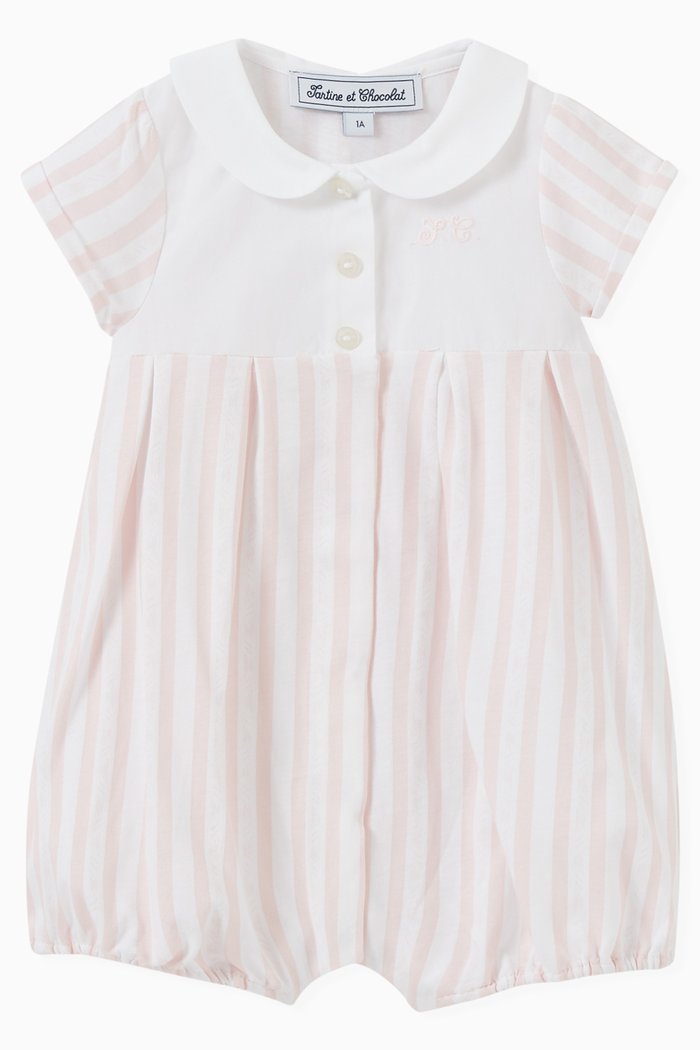 

Striped Romper in Cotton, Pink