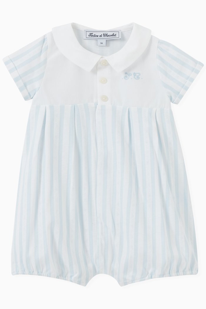 

Striped Romper in Cotton, Blue