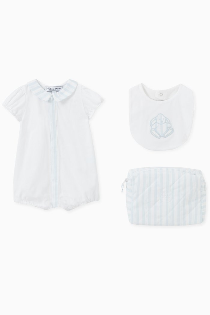 

Striped Pyjama Gift Set in Cotton, Blue