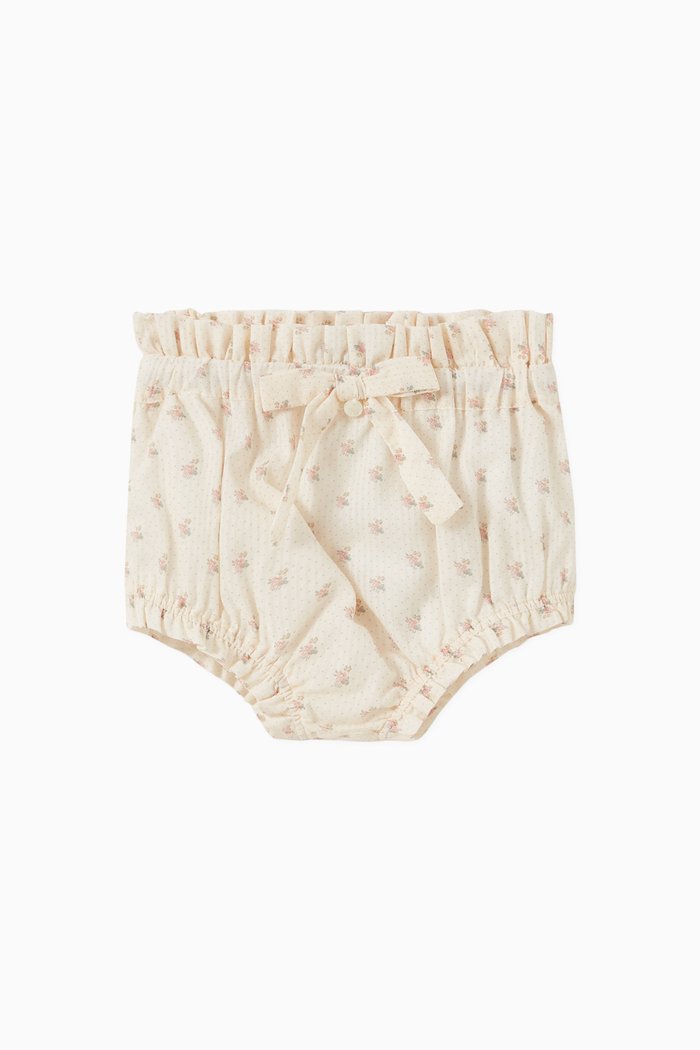 Floral Print Bloomers in Cotton, Neutral