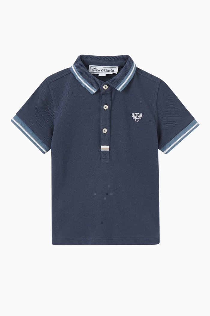 

TC Crest Polo Shirt in Cotton Piqué, Blue