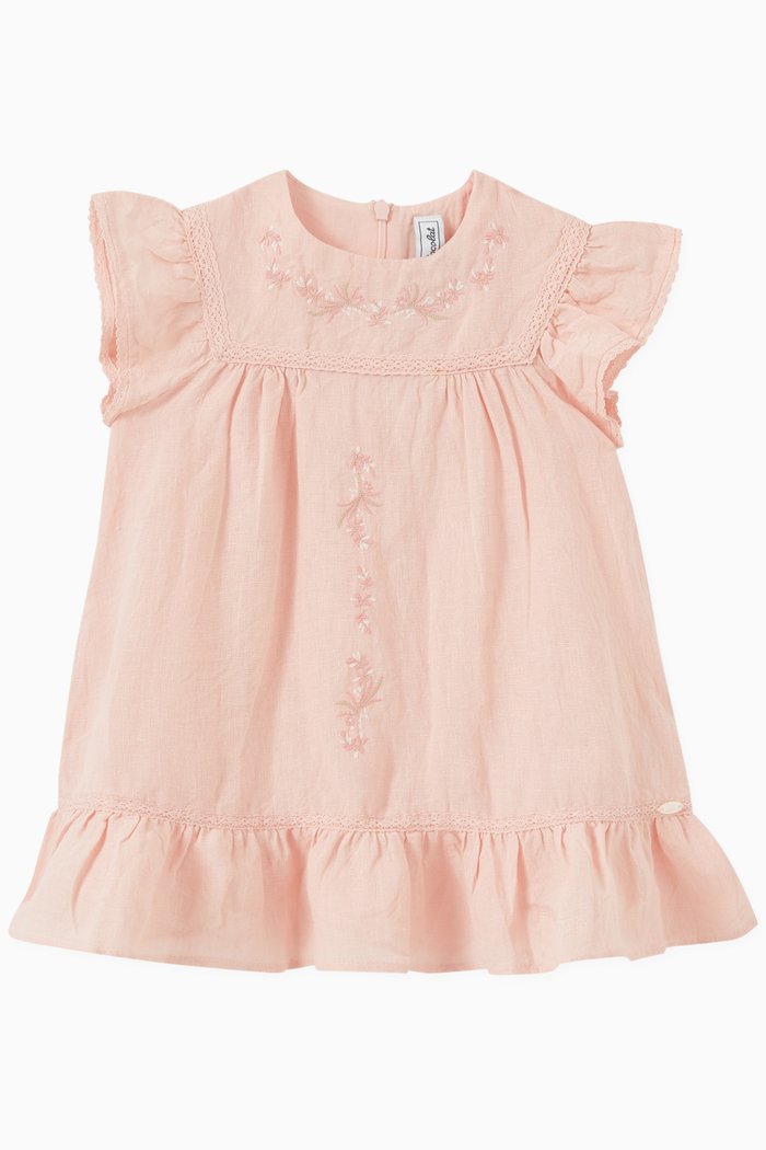 

Embroidered Dress in Linen, Pink