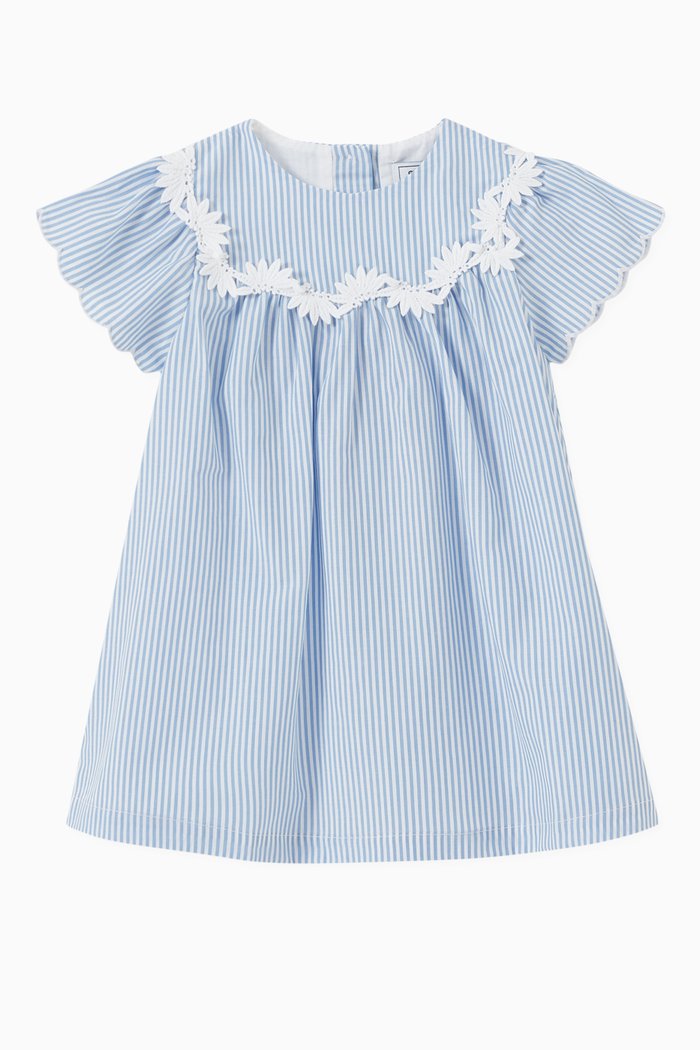 

Narrow Stripes Dress in Cotton, White