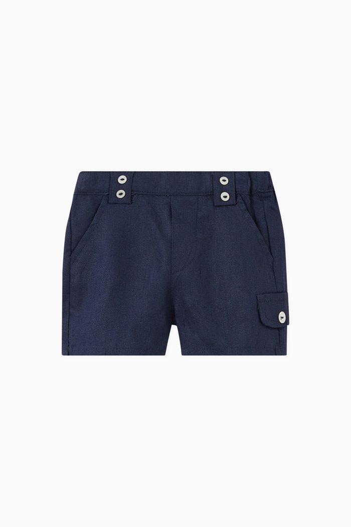 

Straight Hem Shorts in Linen, Blue