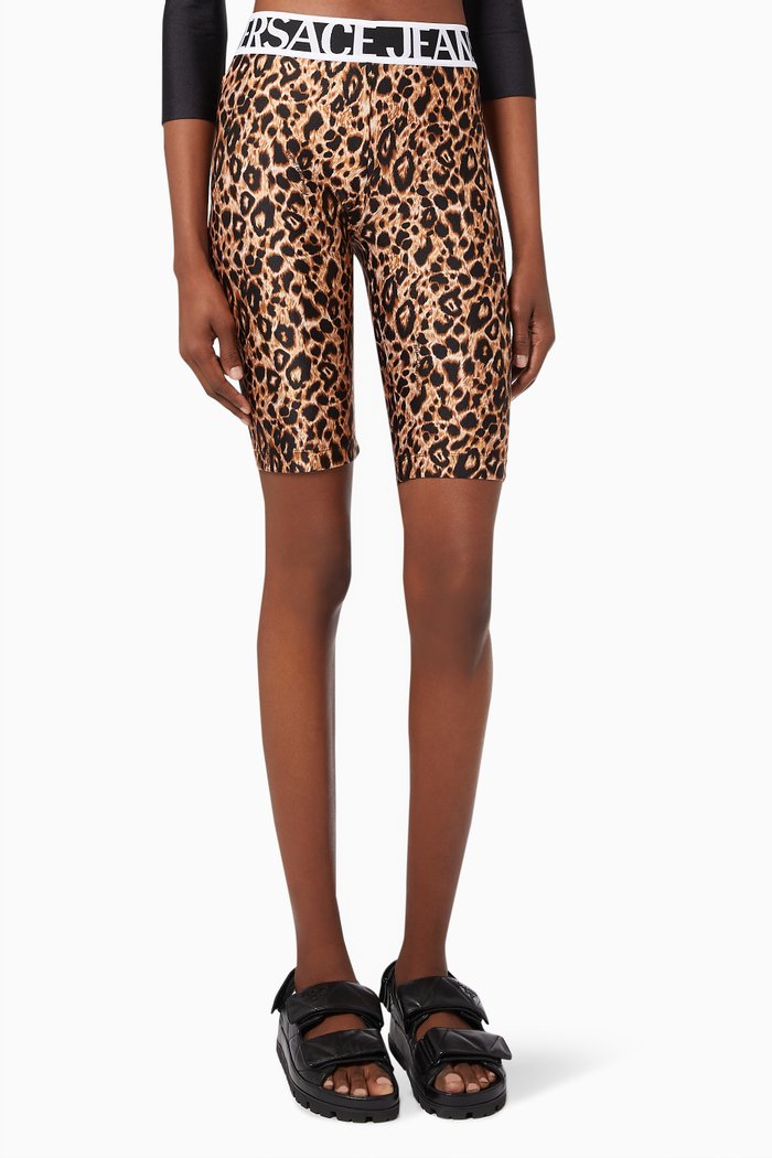 

Animal-Print Shorts in Lycra, Brown