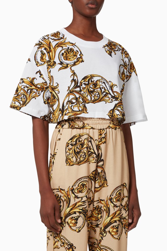 

Regalia Baroque Print T-shirt in Cotton Jersey, White