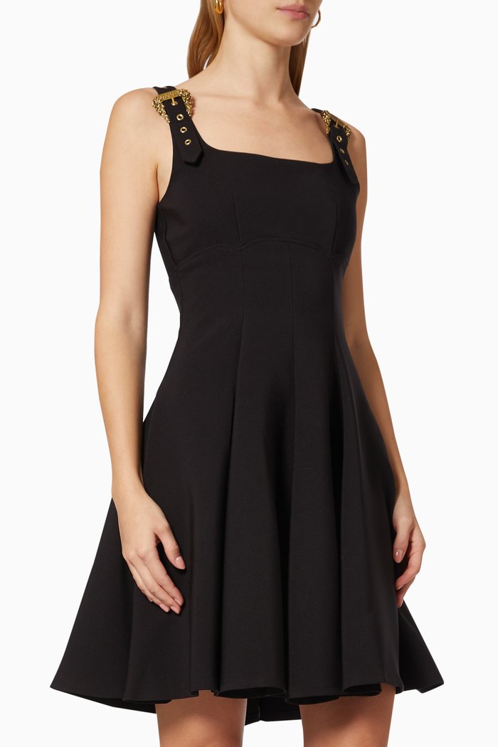

Buckle Strap Skater Dress, Black