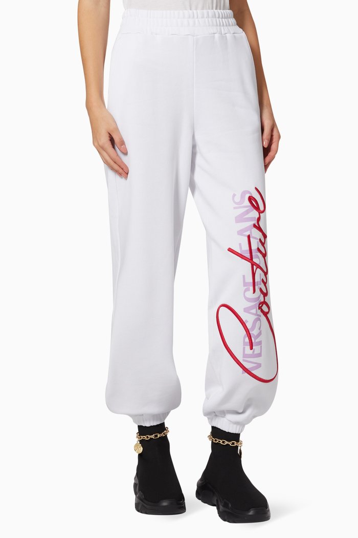 

Embroidered Logo Jogger Pants in Cotton, White