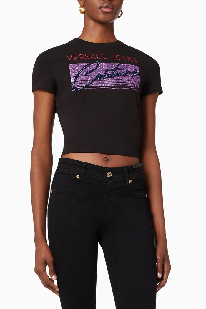 

Glitter Logo T-shirt in Cotton Jersey, Black