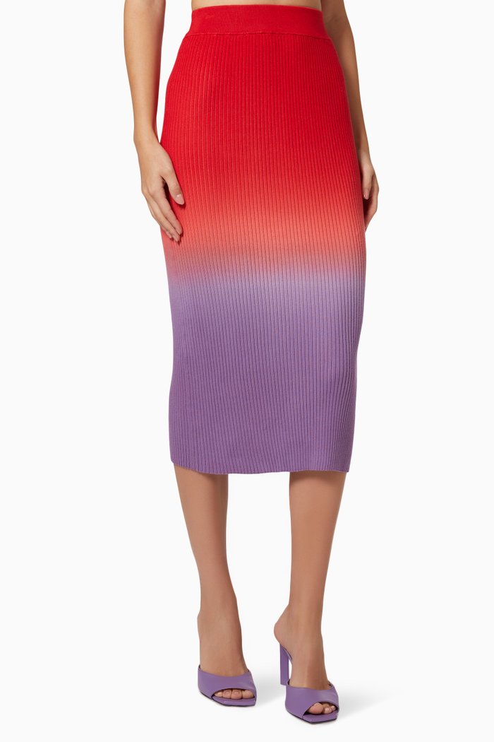 

Gradient Ribbed Midi Skirt, Multicolour