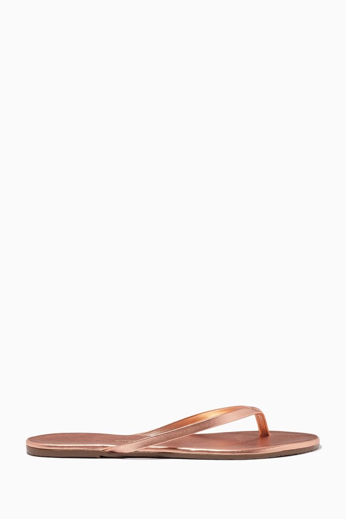 

Metallics Flip Flops in Metallic Leather, Rose gold
