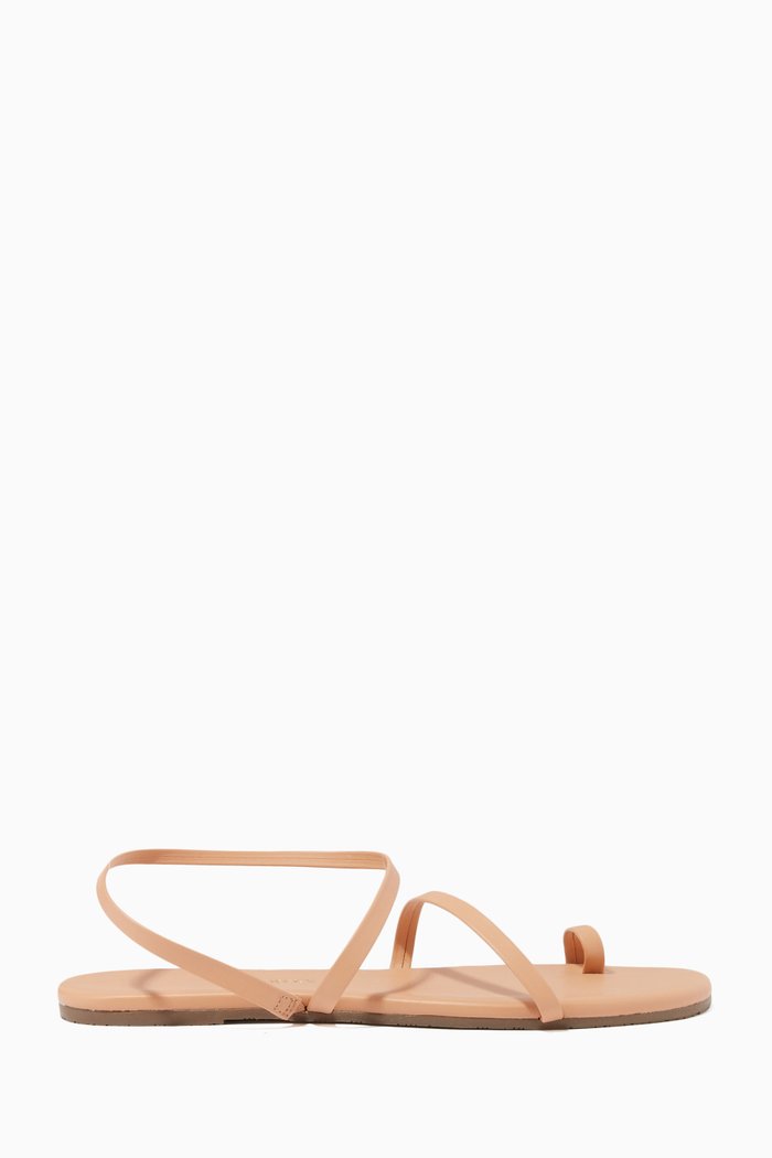 Mia Flat Sandals in Matte Nappa, Neutral