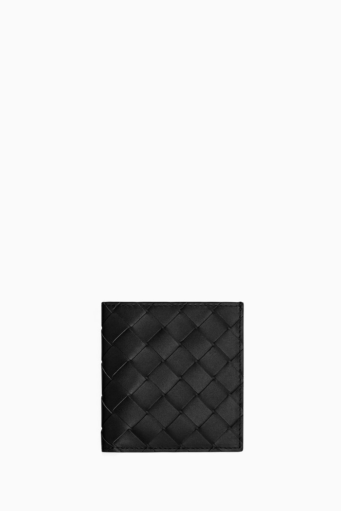 

Bi-fold Wallet in Intrecciato Calfskin, Black