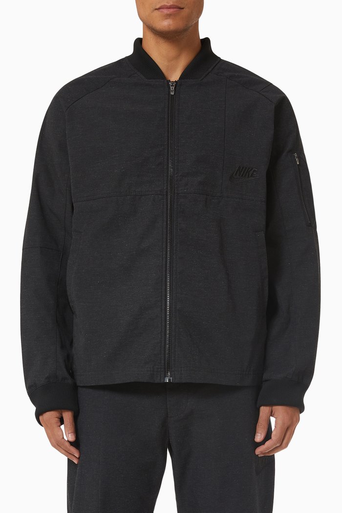 

Revival Bomber Jacket in Cotton Blend, Black