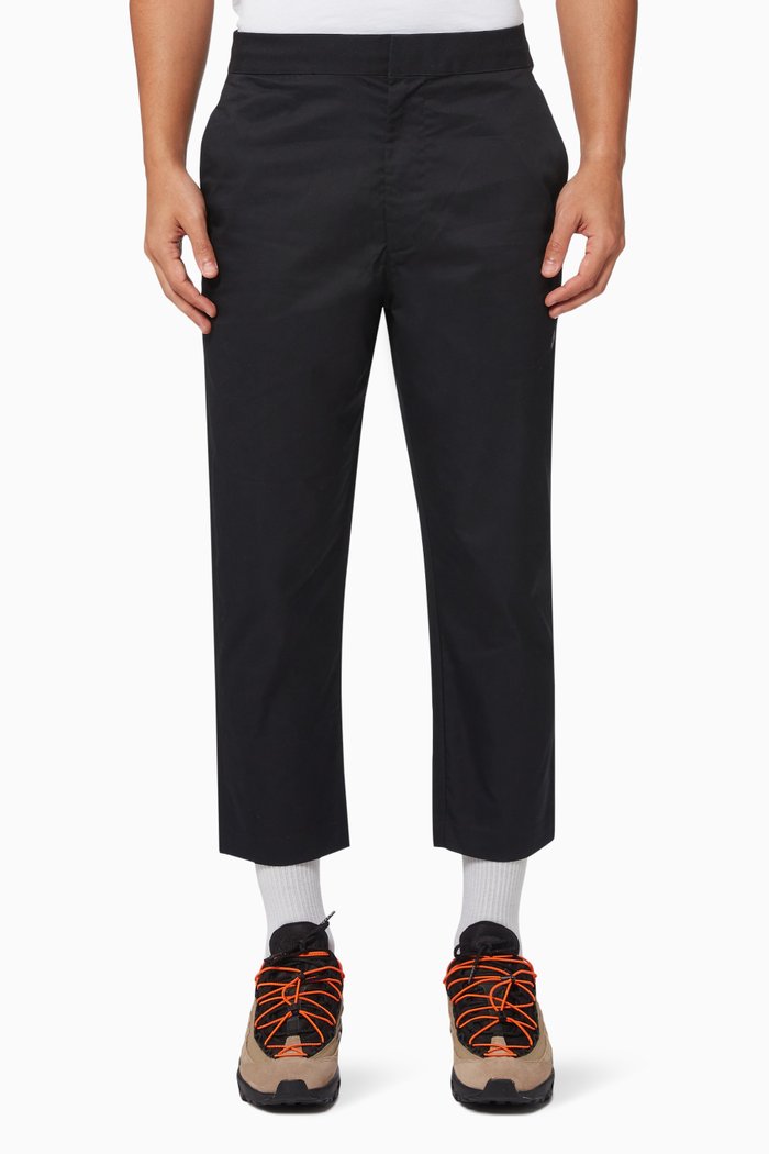 Sportswear Trousers in Cotton Blend Gabardine, Black