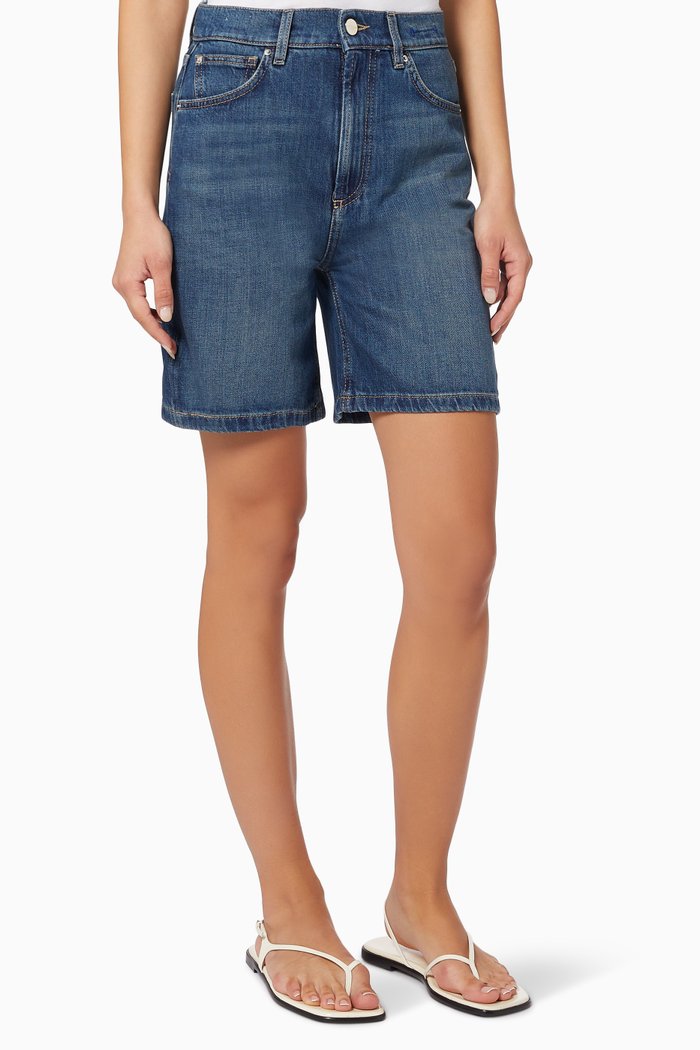 

Straight-cut Shorts in Denim, Blue