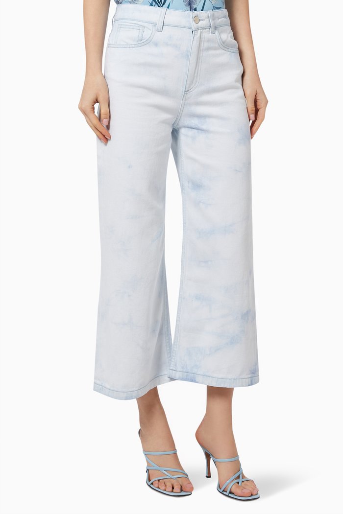 

High-Waisted Jeans in Cotton Denim, Blue