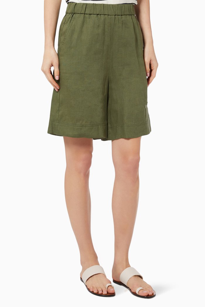 Teglia Shorts in Linen, Green