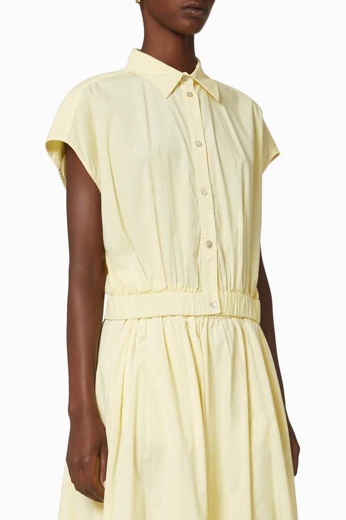 

Guidea Crop Shirt in Cotton Poplin, Yellow