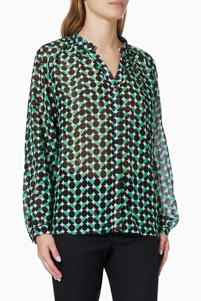 Ribbon Shirt in Cotton, Green
