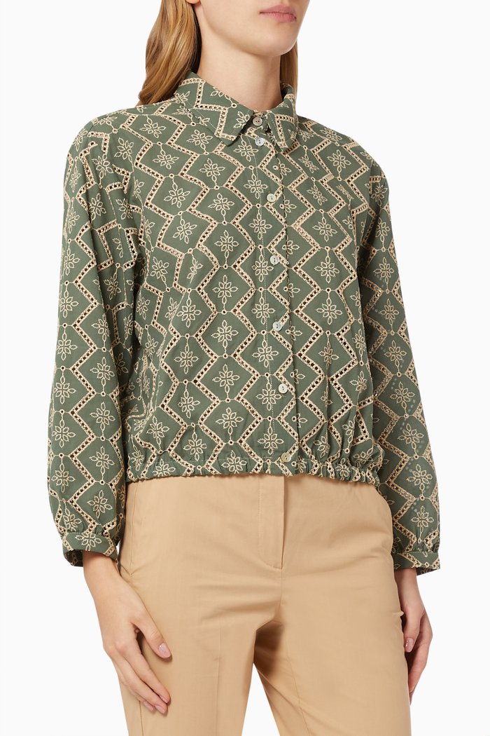 

Bacheca Broderie Anglaise Shirt in Cotton, Green