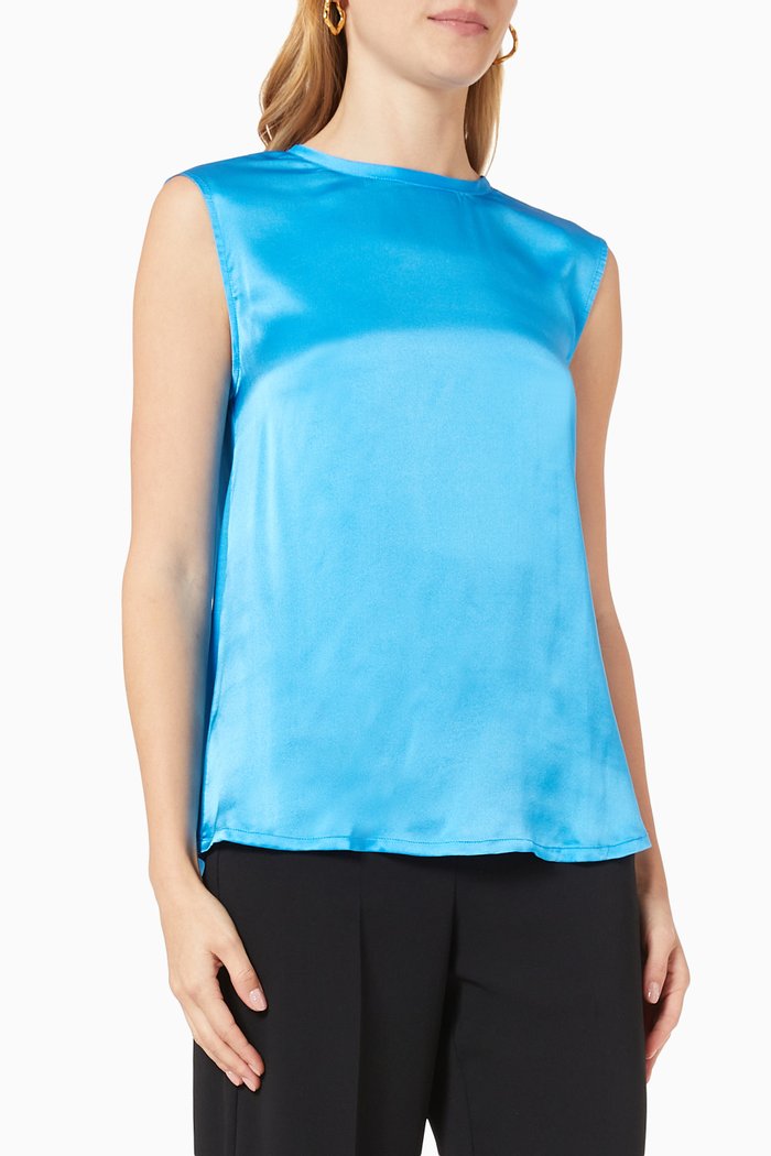 

Sleeveless Blouse in Silk, Blue