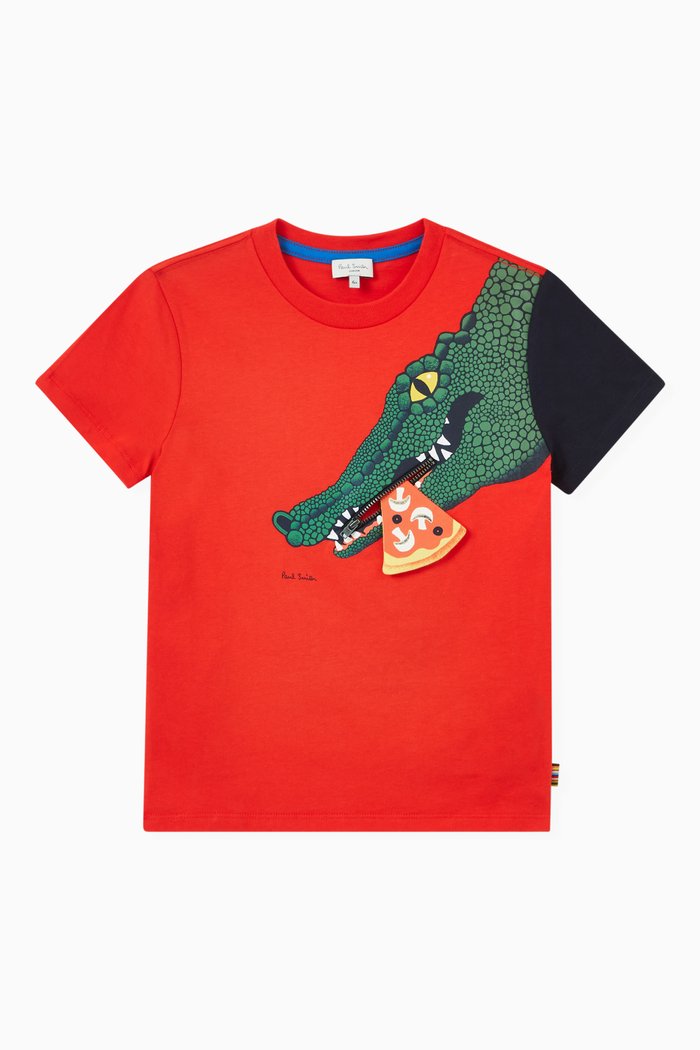 

Crocodile Zip T-shirt in Cotton, Red