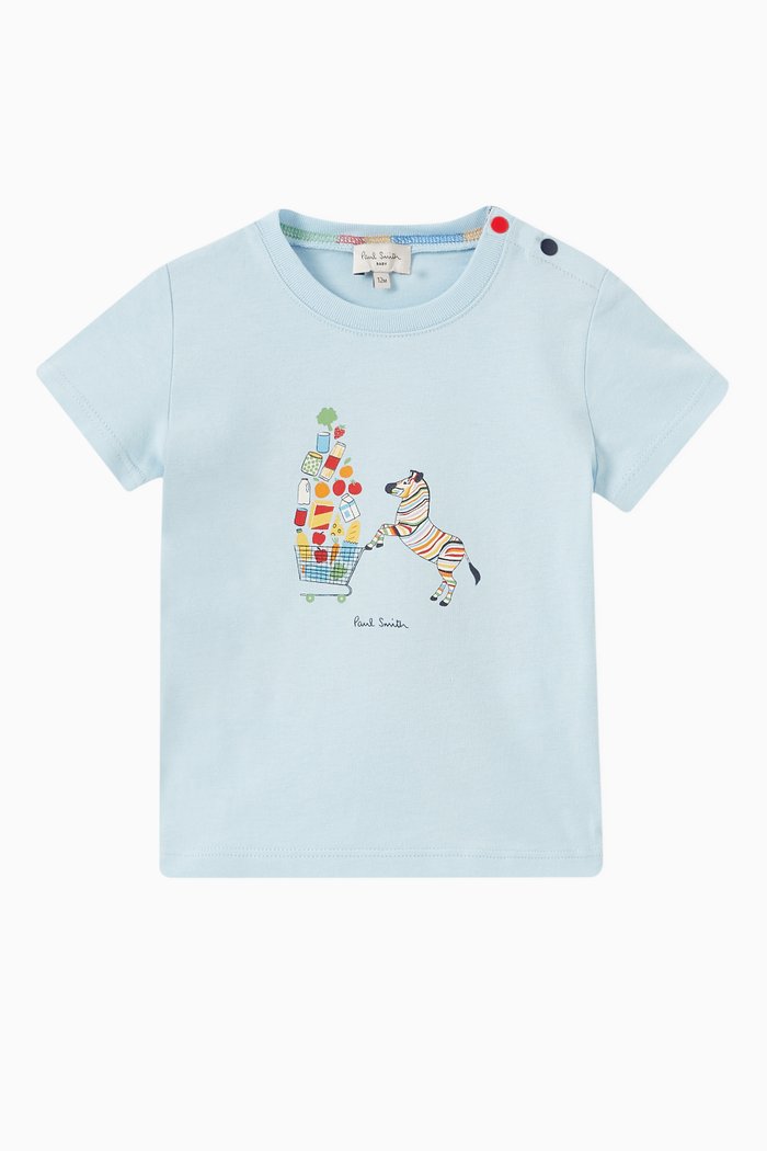 

Zebra Print T-shirt in Cotton Jersey, Blue