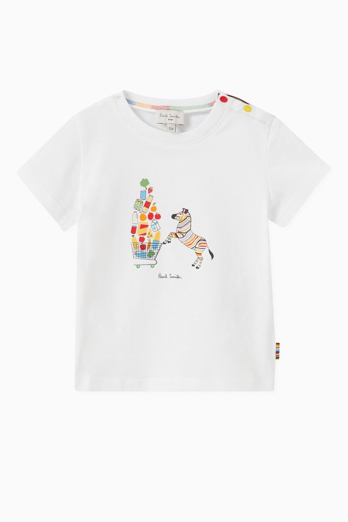 Zebra Print T-shirt in Cotton Jersey, White