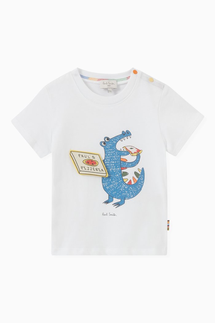 Crocodile Print T-shirt in Organic Cotton, White