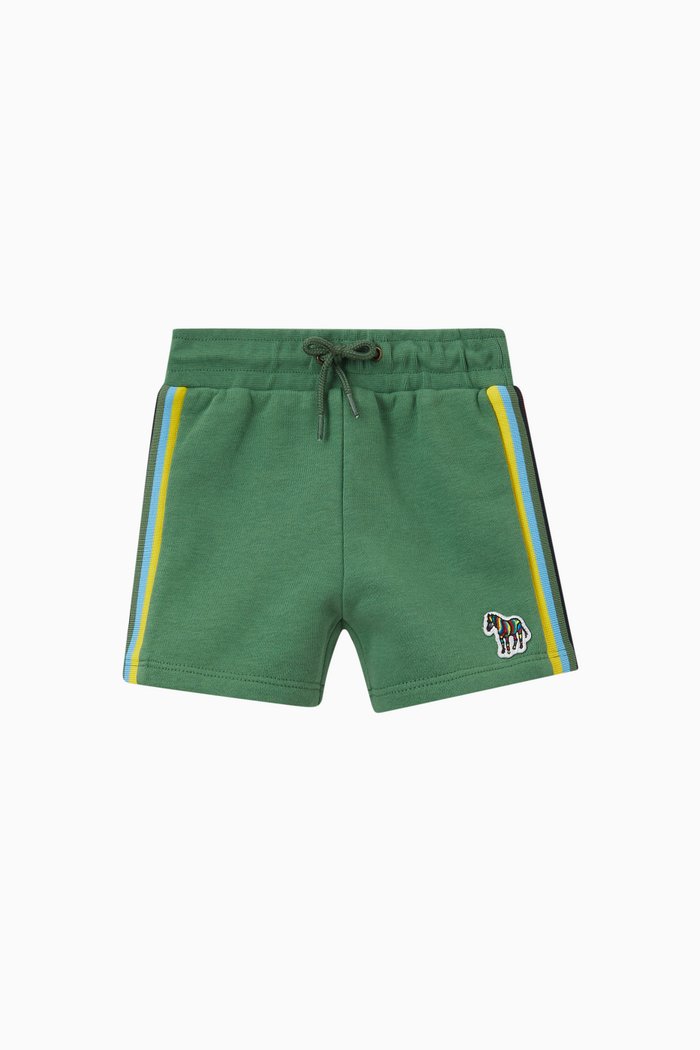 

Multi Stripes Tape Shorts in Cotton, Green
