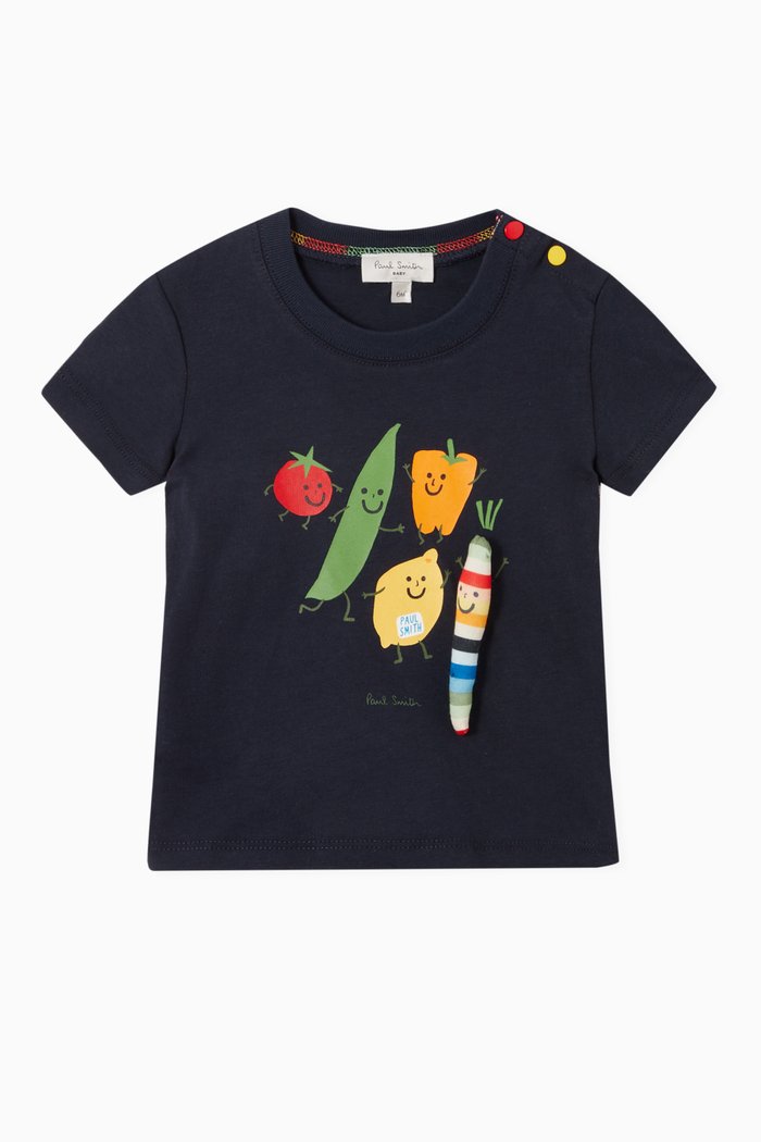 

Vegetable Print T-Shirt in Jersey, Blue