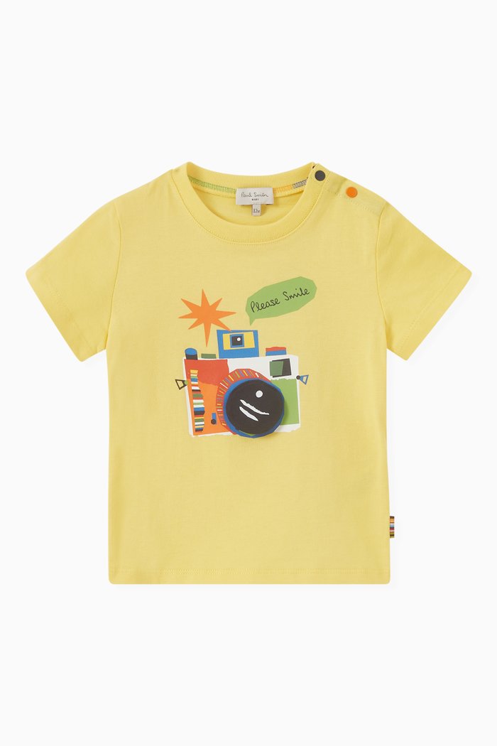 

Camera Print T-shirt in Cotton, Yellow