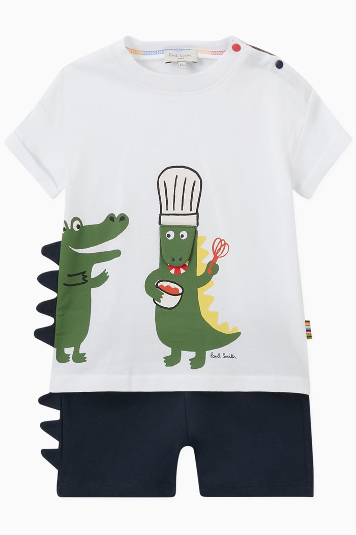

Crocodile Print T-shirt and Shorts Set, White