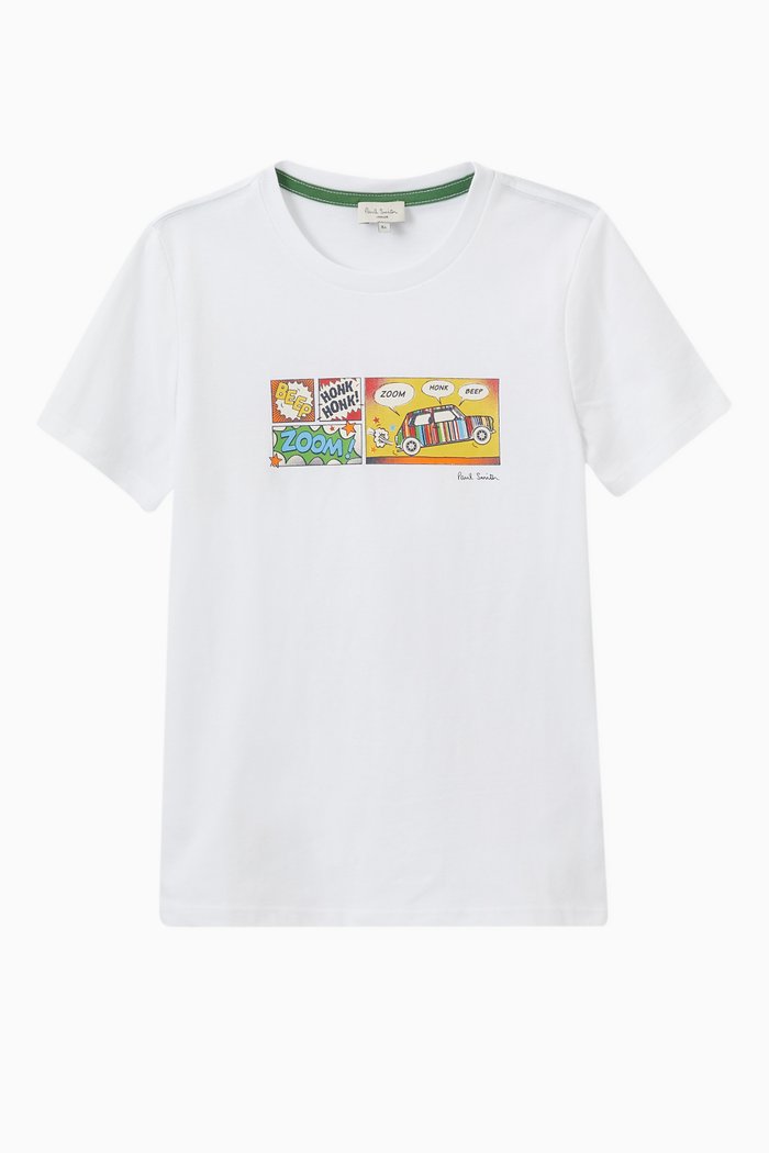 

Comics Print T-shirt in Organic Cotton, White