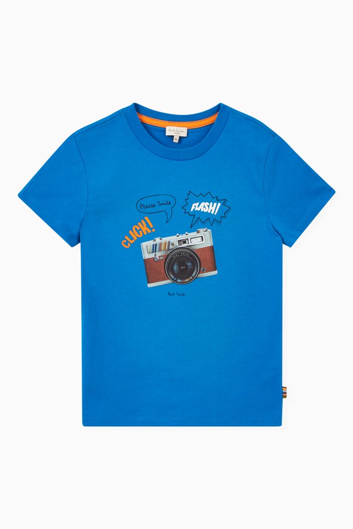 

Camera Print T-shirt in Organic Cotton, Blue