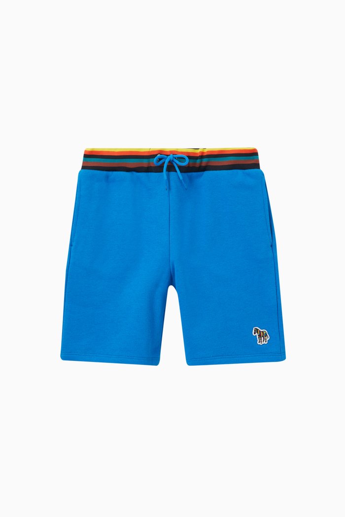 

Stripe Waistband Shorts in Cotton, Blue