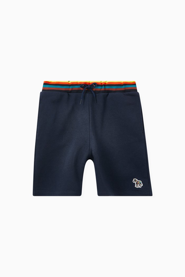 Stripe Waistband Shorts in Cotton, Blue