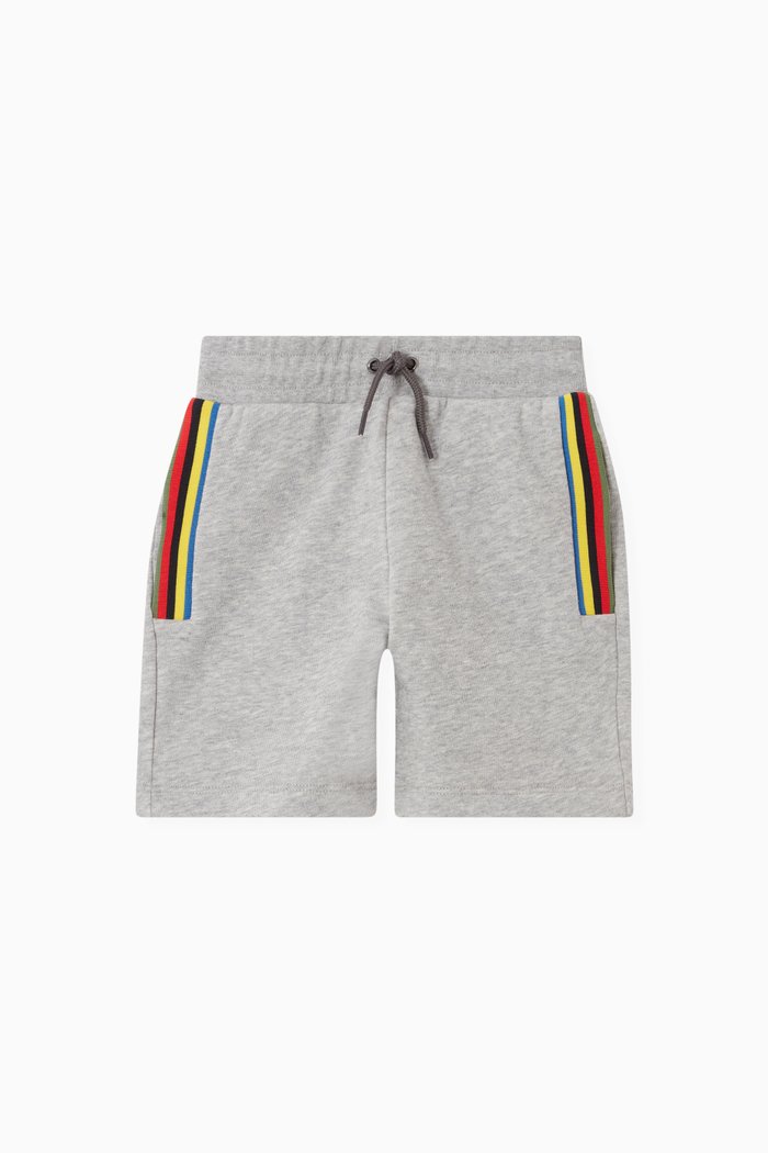

Striped Detail Bermuda Shorts in Cotton Fleece, Grey