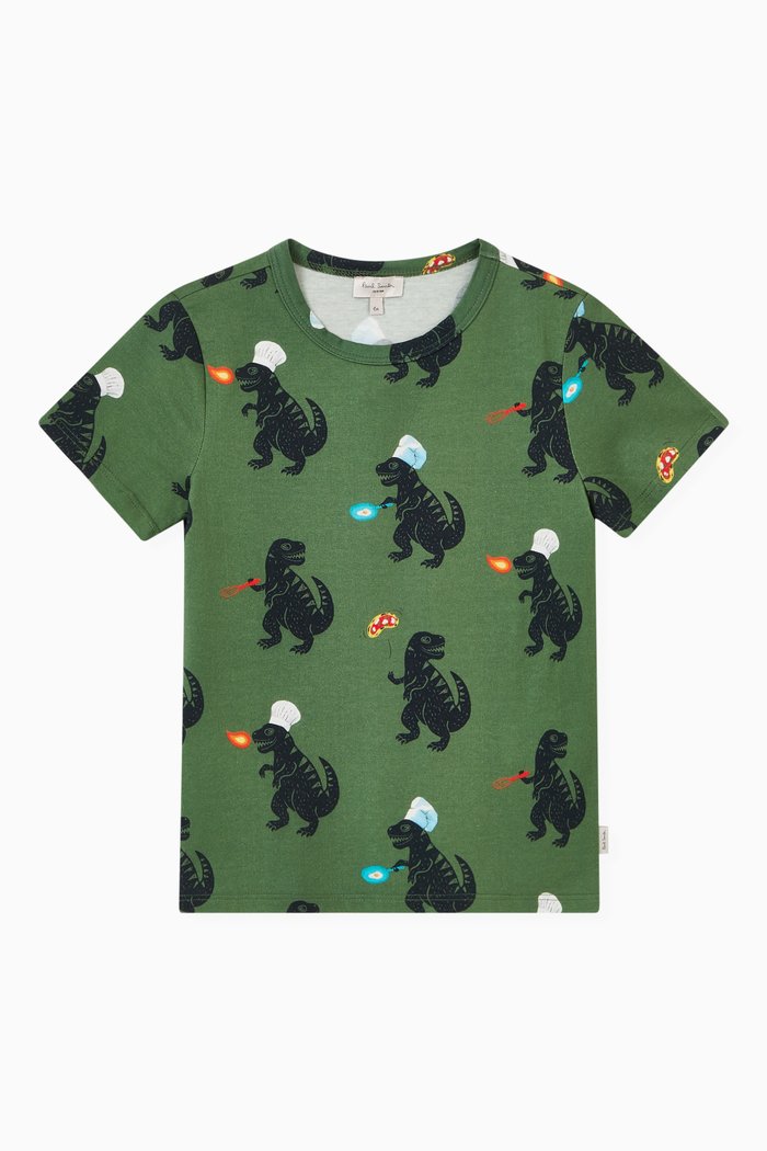 

Dinosaur Print T-shirt in Cotton, Green