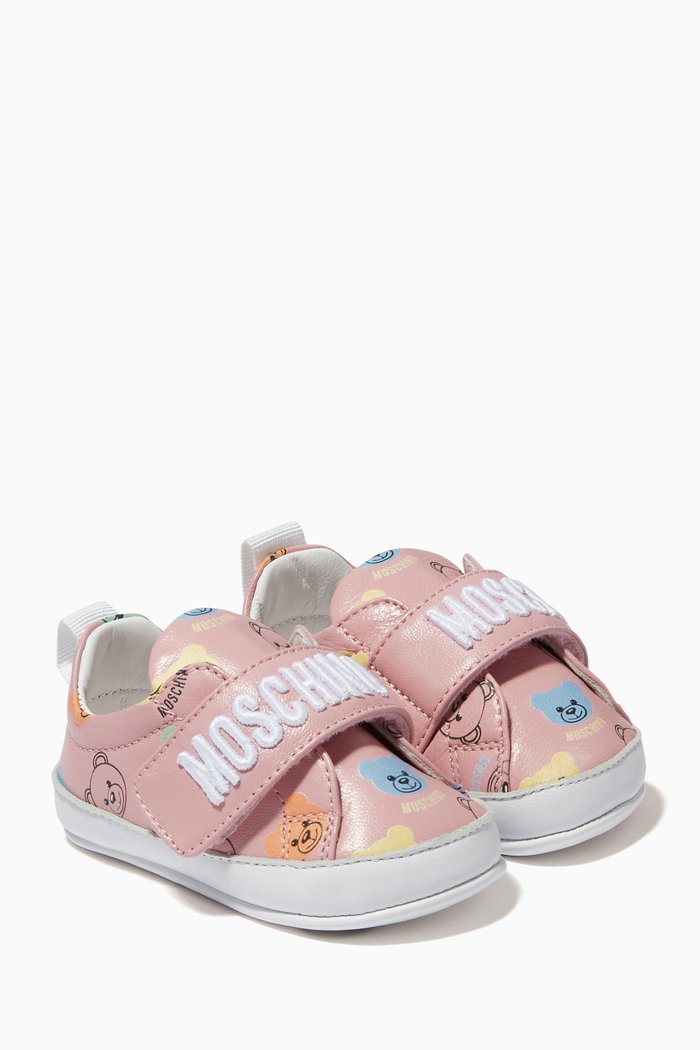 

Multi Bear Logo Sneakers in Leather, Pink