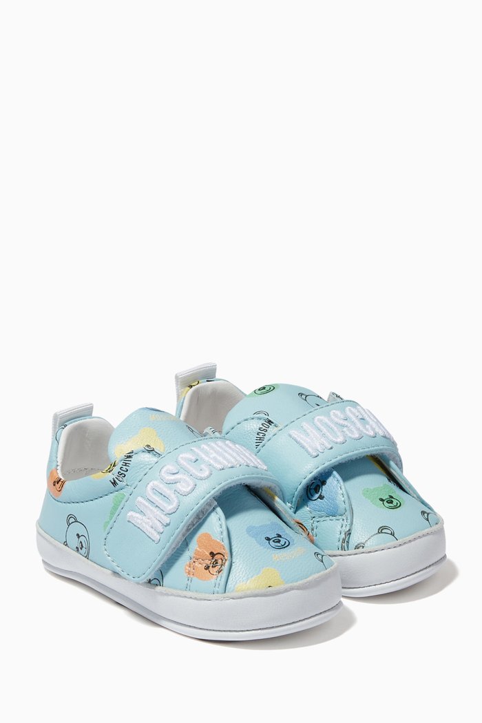 

Multi Bear Logo Sneakers in Leather, Blue