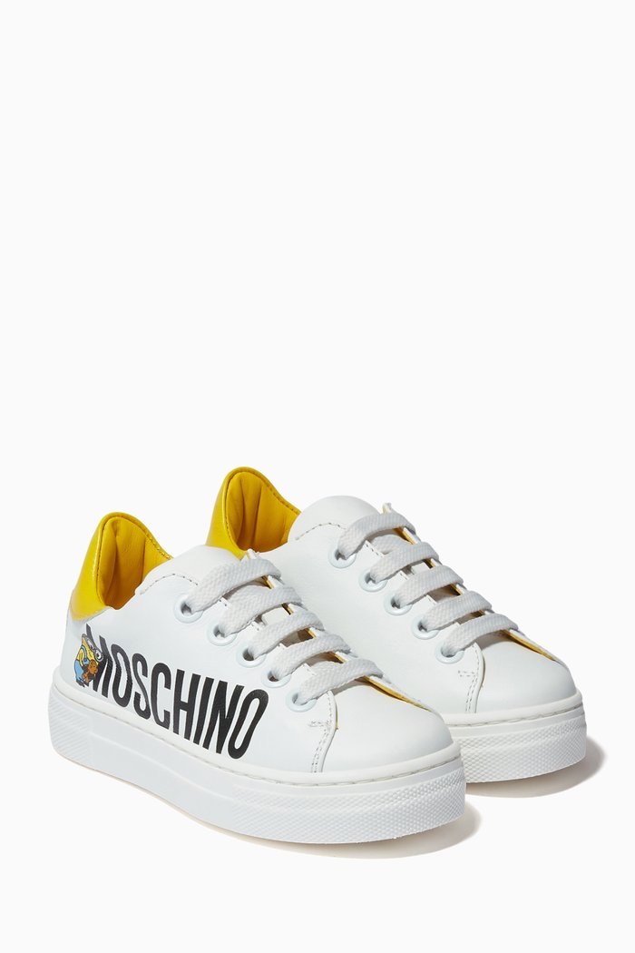 

Minions Logo Leather Sneakers, White