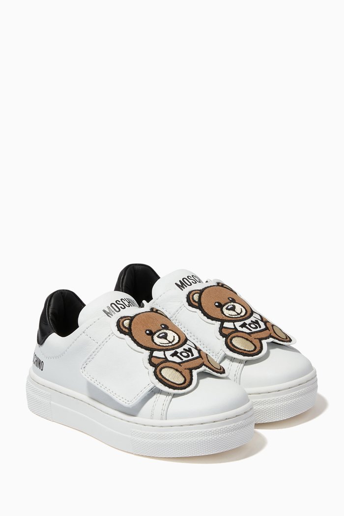 

Big Bear Logo Sneakers in Leather, White
