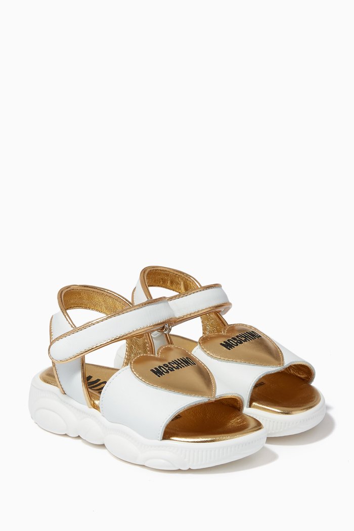 

Heart Logo Sandals in Leather, White